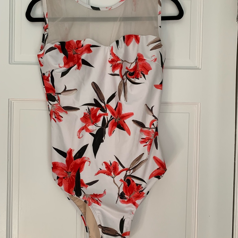Albion bathing suit in lily print, size large
